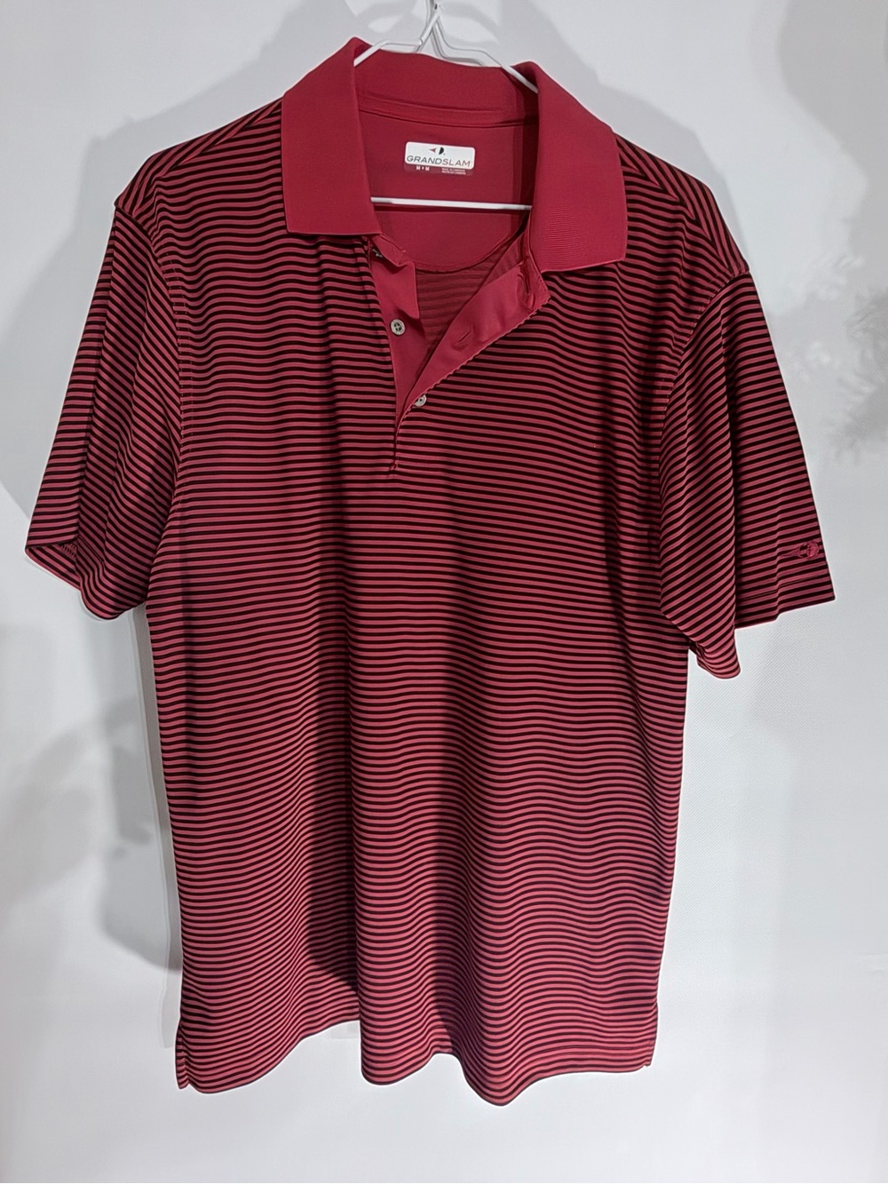 Grand Slam Men's Red and Black Striped Polo